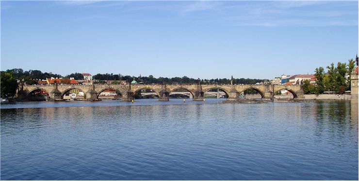 Charles Bridge Crosses The Vltava River