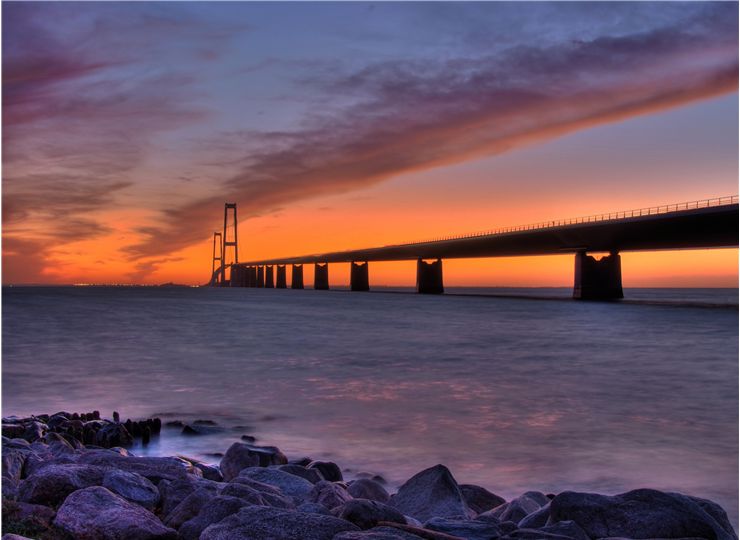 Picture Of Great Belt Bridge At Sunset