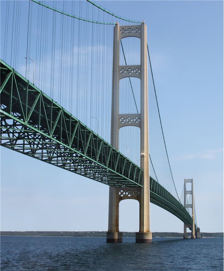 Picture Of Mackinaw Suspension Bridge Over Lake Michigan